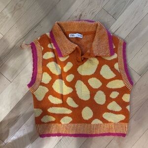 Zara Vibrant Orange and Yellow Knit Vest